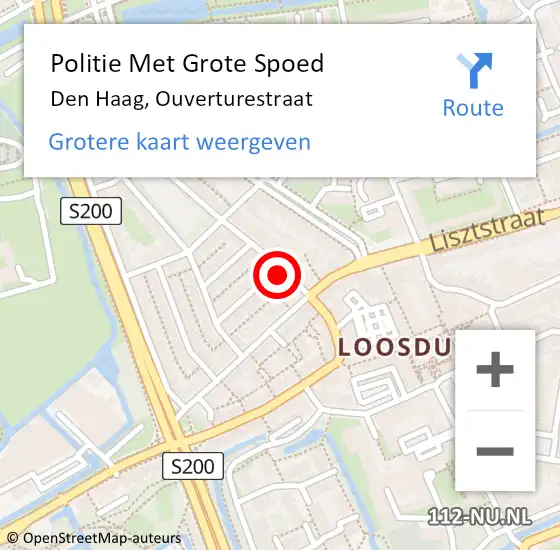 Locatie op kaart van de 112 melding: Politie Met Grote Spoed Naar Den Haag, Ouverturestraat op 7 december 2024 17:05