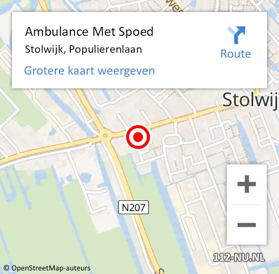 Locatie op kaart van de 112 melding: Ambulance Met Spoed Naar Stolwijk, Populierenlaan op 7 december 2024 17:09