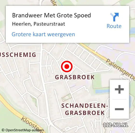 Locatie op kaart van de 112 melding: Brandweer Met Grote Spoed Naar Heerlen, Pasteurstraat op 7 december 2024 17:25