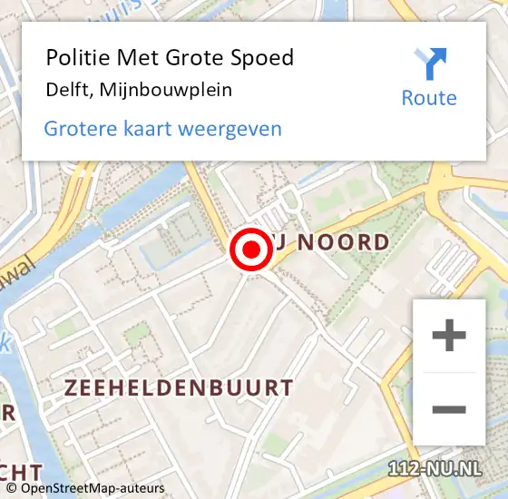 Locatie op kaart van de 112 melding: Politie Met Grote Spoed Naar Delft, Mijnbouwplein op 7 december 2024 17:26