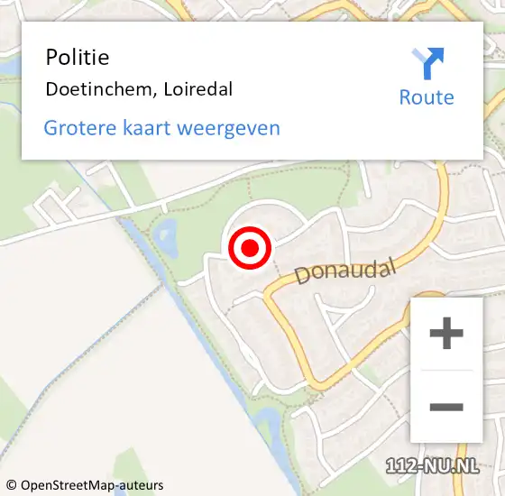 Locatie op kaart van de 112 melding: Politie Doetinchem, Loiredal op 7 december 2024 17:34