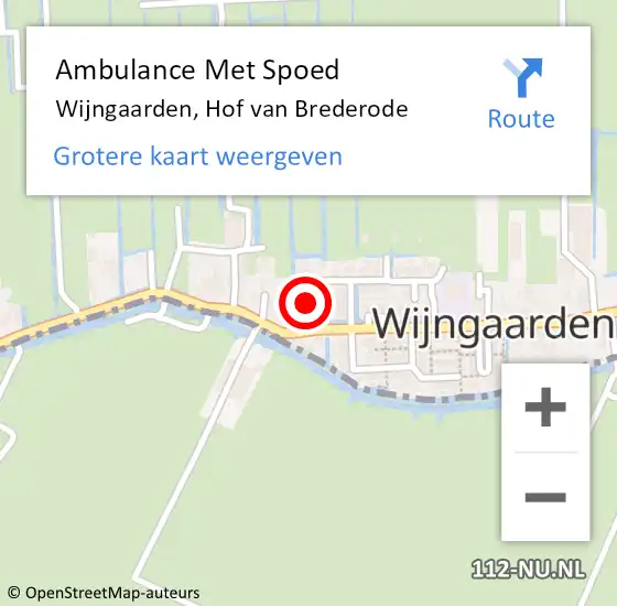 Locatie op kaart van de 112 melding: Ambulance Met Spoed Naar Wijngaarden, Hof van Brederode op 7 december 2024 17:53