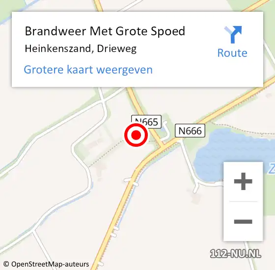 Locatie op kaart van de 112 melding: Brandweer Met Grote Spoed Naar Heinkenszand, Drieweg op 7 december 2024 18:04