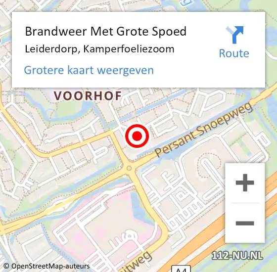 Locatie op kaart van de 112 melding: Brandweer Met Grote Spoed Naar Leiderdorp, Kamperfoeliezoom op 7 december 2024 19:13