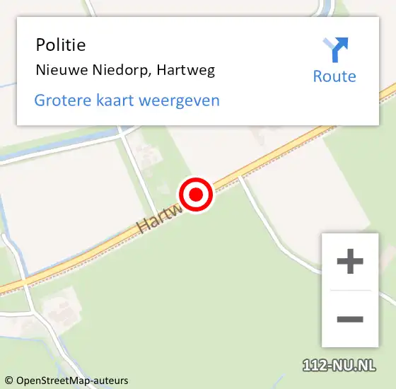 Locatie op kaart van de 112 melding: Politie Nieuwe Niedorp, Hartweg op 29 oktober 2014 15:42