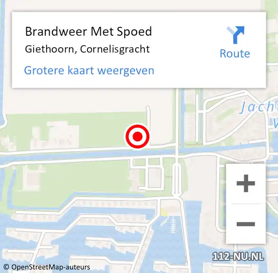 Locatie op kaart van de 112 melding: Brandweer Met Spoed Naar Giethoorn, Cornelisgracht op 7 december 2024 19:42