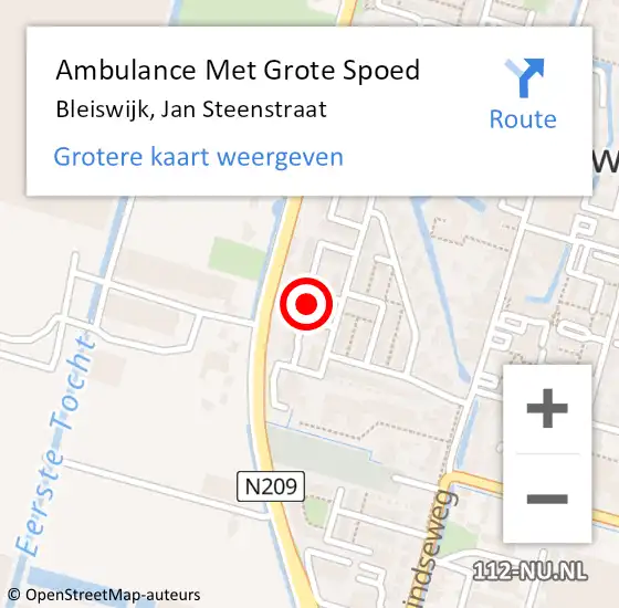 Locatie op kaart van de 112 melding: Ambulance Met Grote Spoed Naar Bleiswijk, Jan Steenstraat op 7 december 2024 19:47