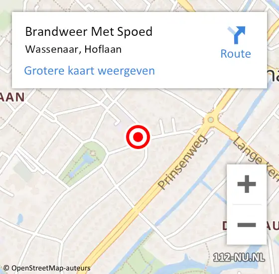 Locatie op kaart van de 112 melding: Brandweer Met Spoed Naar Wassenaar, Hoflaan op 7 december 2024 20:01