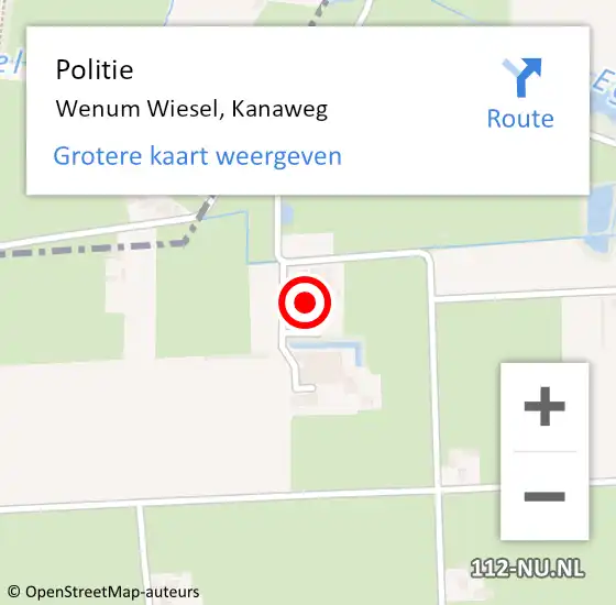 Locatie op kaart van de 112 melding: Politie Wenum Wiesel, Kanaweg op 7 december 2024 20:09