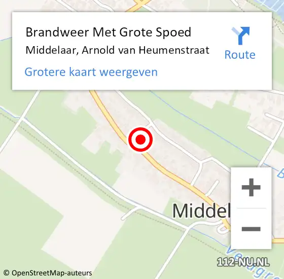 Locatie op kaart van de 112 melding: Brandweer Met Grote Spoed Naar Middelaar, Arnold van Heumenstraat op 7 december 2024 20:15