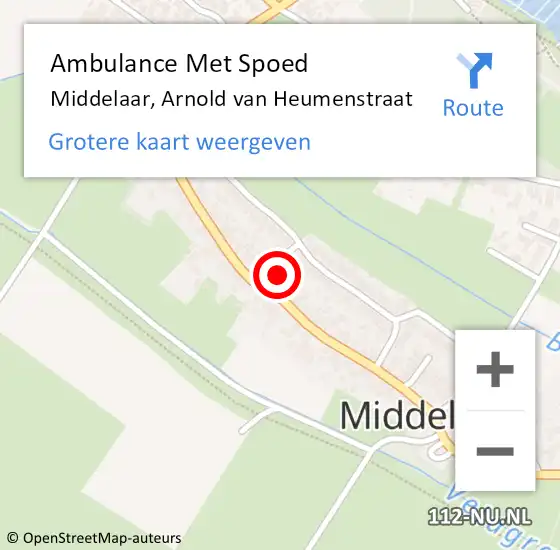 Locatie op kaart van de 112 melding: Ambulance Met Spoed Naar Middelaar, Arnold van Heumenstraat op 7 december 2024 20:27