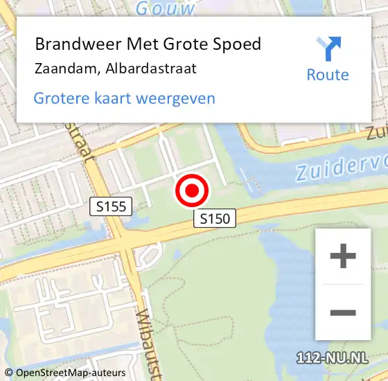 Locatie op kaart van de 112 melding: Brandweer Met Grote Spoed Naar Zaandam, Albardastraat op 7 december 2024 20:43