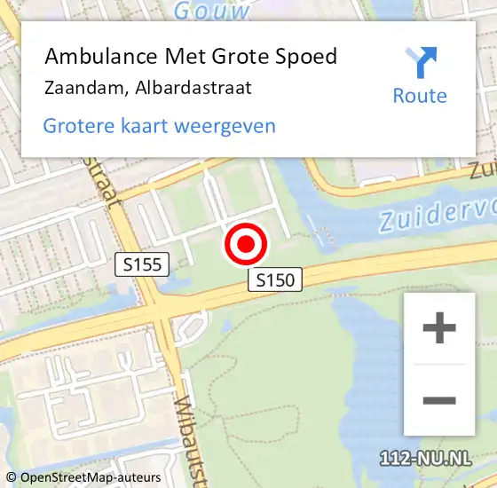 Locatie op kaart van de 112 melding: Ambulance Met Grote Spoed Naar Zaandam, Albardastraat op 7 december 2024 20:49