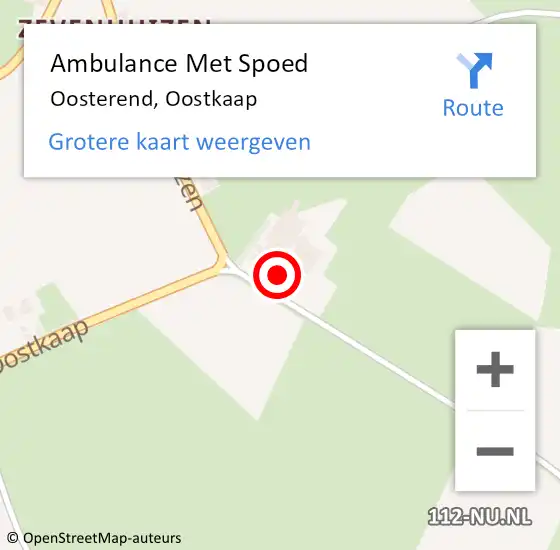 Locatie op kaart van de 112 melding: Ambulance Met Spoed Naar Oosterend, Oostkaap op 7 december 2024 21:03