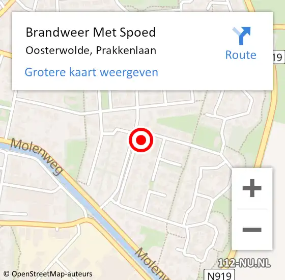 Locatie op kaart van de 112 melding: Brandweer Met Spoed Naar Oosterwolde, Prakkenlaan op 7 december 2024 21:05