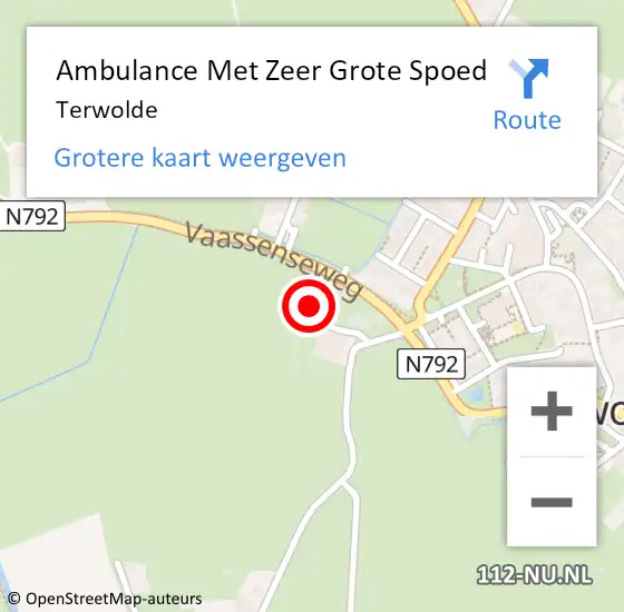 Locatie op kaart van de 112 melding: Ambulance Met Zeer Grote Spoed Naar Terwolde op 7 december 2024 21:16