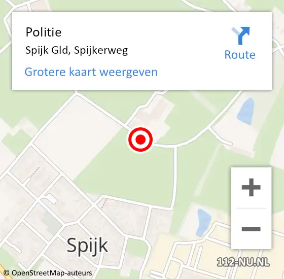 Locatie op kaart van de 112 melding: Politie Spijk Gld, Spijkerweg op 19 oktober 2013 08:50