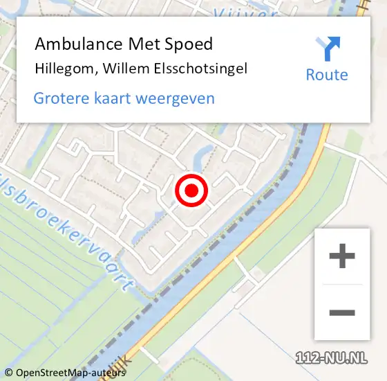 Locatie op kaart van de 112 melding: Ambulance Met Spoed Naar Hillegom, Willem Elsschotsingel op 7 december 2024 21:19