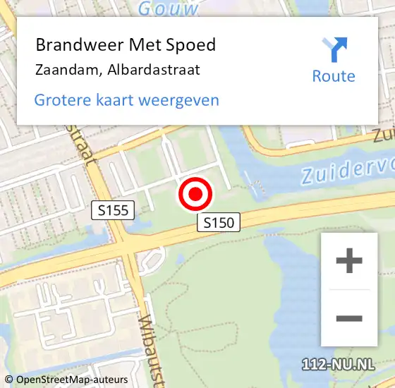 Locatie op kaart van de 112 melding: Brandweer Met Spoed Naar Zaandam, Albardastraat op 7 december 2024 21:50