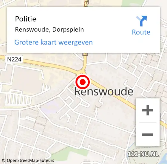 Locatie op kaart van de 112 melding: Politie Renswoude, Dorpsplein op 7 december 2024 21:52