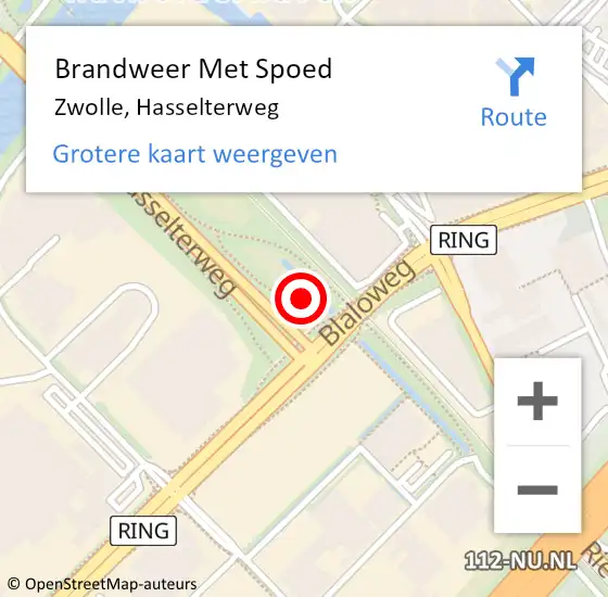 Locatie op kaart van de 112 melding: Brandweer Met Spoed Naar Zwolle, Hasselterweg op 7 december 2024 22:02