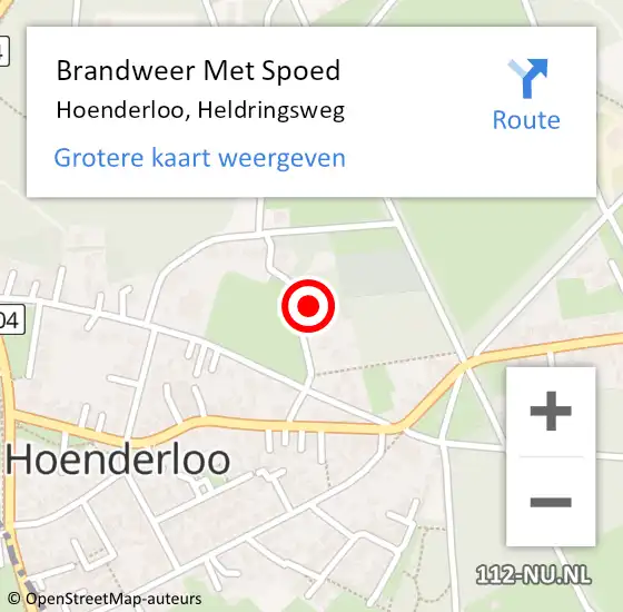 Locatie op kaart van de 112 melding: Brandweer Met Spoed Naar Hoenderloo, Heldringsweg op 7 december 2024 22:02