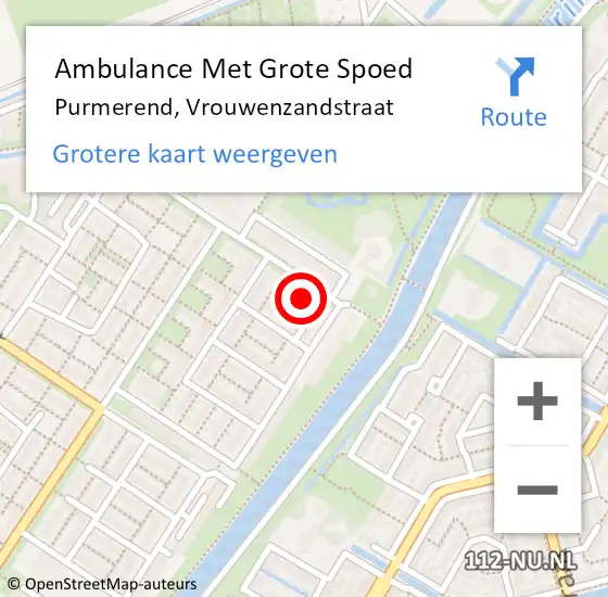 Locatie op kaart van de 112 melding: Ambulance Met Grote Spoed Naar Purmerend, Vrouwenzandstraat op 7 december 2024 22:19