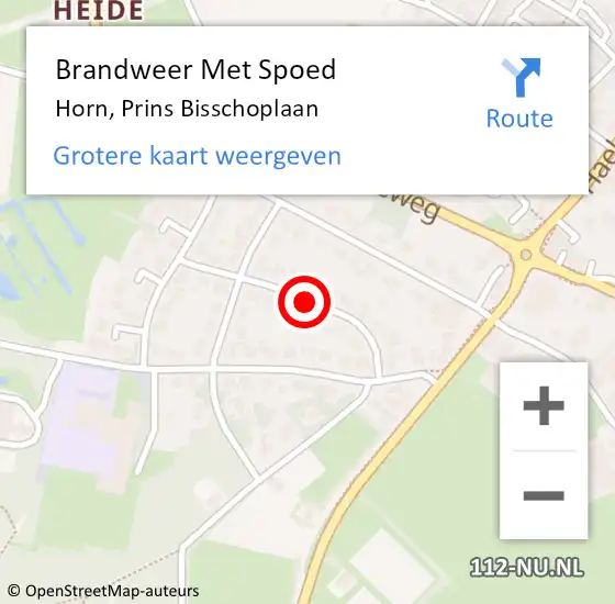 Locatie op kaart van de 112 melding: Brandweer Met Spoed Naar Horn, Prins Bisschoplaan op 7 december 2024 22:20