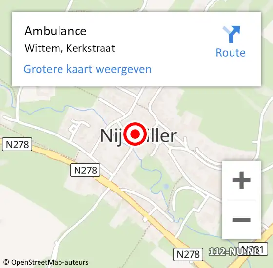 Locatie op kaart van de 112 melding: Ambulance Wittem, Kerkstraat op 29 oktober 2014 16:01