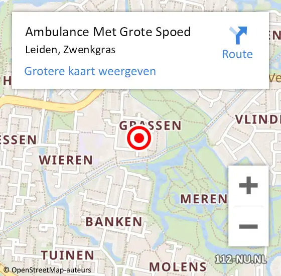 Locatie op kaart van de 112 melding: Ambulance Met Grote Spoed Naar Haastrecht, Zwenkgras op 7 december 2024 23:15