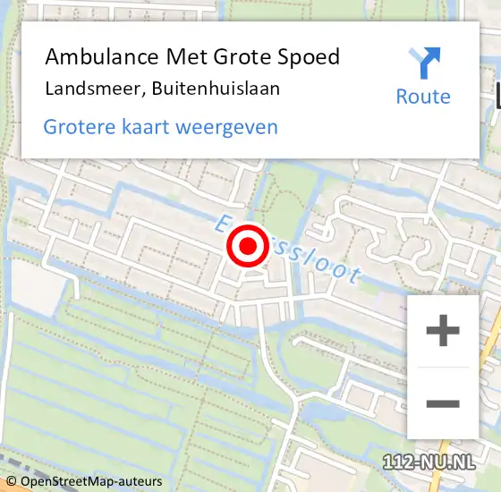 Locatie op kaart van de 112 melding: Ambulance Met Grote Spoed Naar Landsmeer, Buitenhuislaan op 7 december 2024 23:18