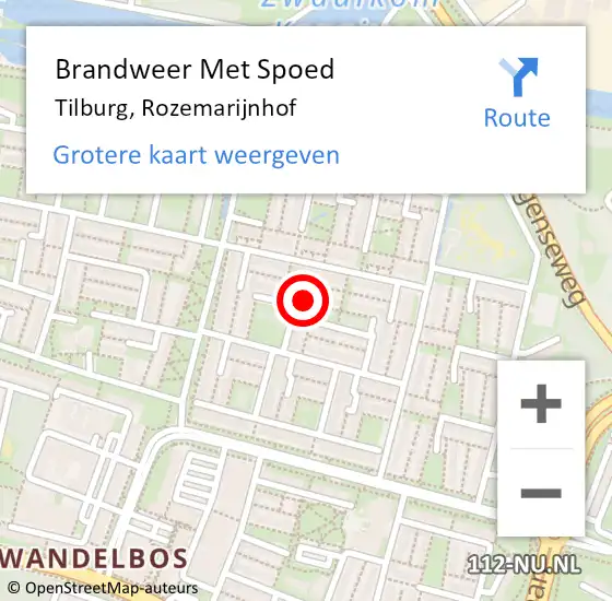 Locatie op kaart van de 112 melding: Brandweer Met Spoed Naar Tilburg, Rozemarijnhof op 7 december 2024 23:40