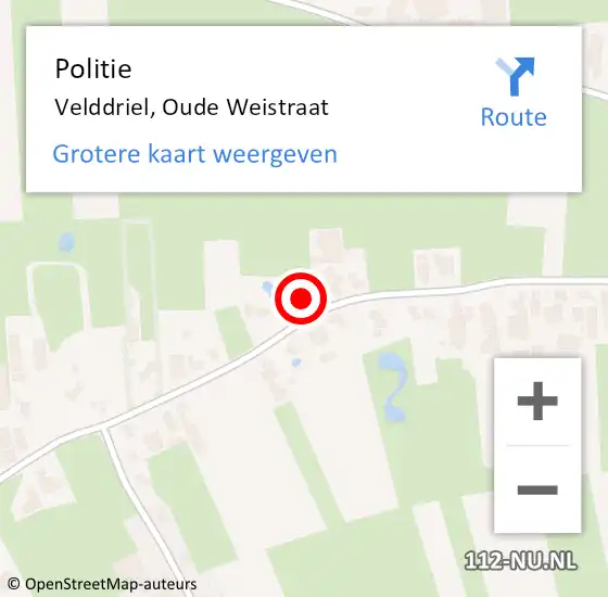 Locatie op kaart van de 112 melding: Politie Velddriel, Oude Weistraat op 7 december 2024 23:43