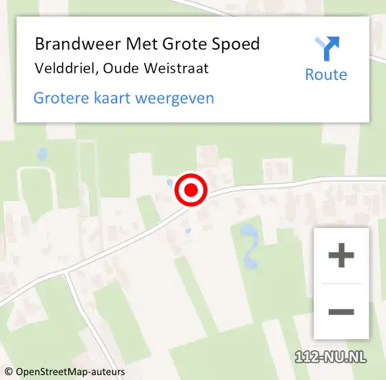 Locatie op kaart van de 112 melding: Brandweer Met Grote Spoed Naar Velddriel, Oude Weistraat op 7 december 2024 23:44