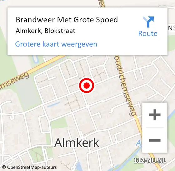 Locatie op kaart van de 112 melding: Brandweer Met Grote Spoed Naar Almkerk, Blokstraat op 29 oktober 2014 16:09