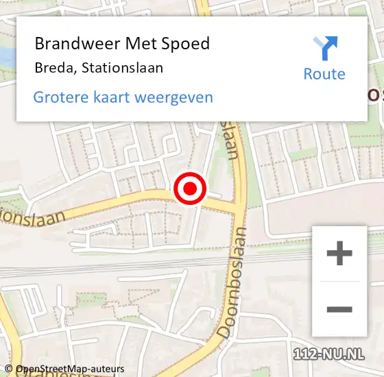 Locatie op kaart van de 112 melding: Brandweer Met Spoed Naar Breda, Stationslaan op 8 december 2024 00:24