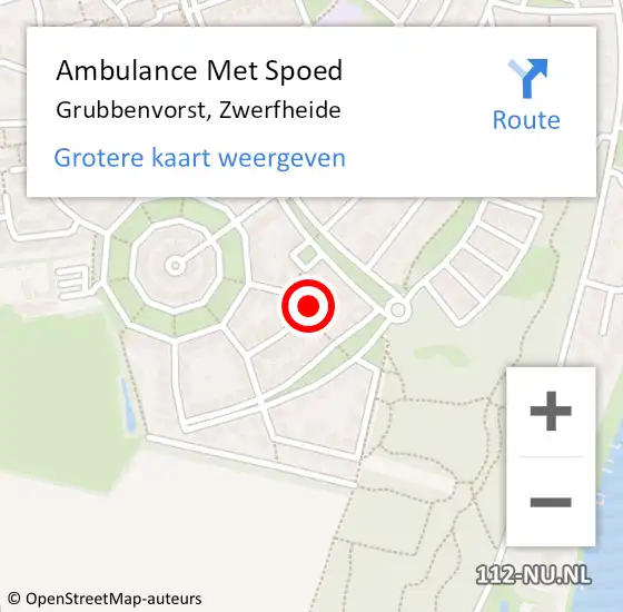 Locatie op kaart van de 112 melding: Ambulance Met Spoed Naar Grubbenvorst, Zwerfheide op 29 oktober 2014 16:10