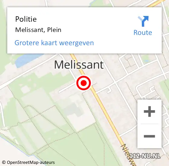 Locatie op kaart van de 112 melding: Politie Melissant, Plein op 8 december 2024 00:56