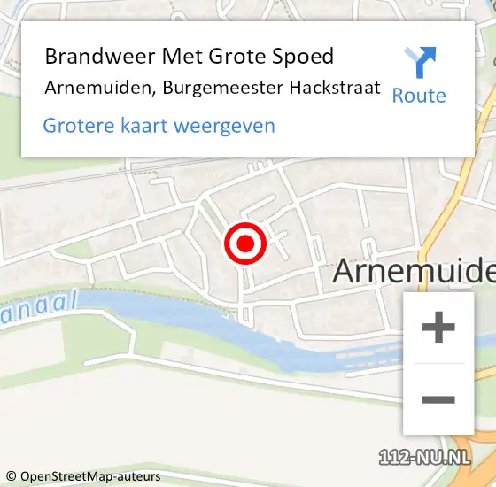 Locatie op kaart van de 112 melding: Brandweer Met Grote Spoed Naar Arnemuiden, Burgemeester Hackstraat op 8 december 2024 01:18