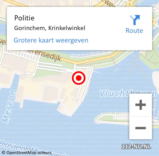 Locatie op kaart van de 112 melding: Politie Gorinchem, Krinkelwinkel op 8 december 2024 01:19