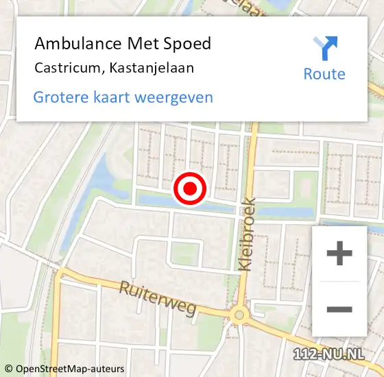 Locatie op kaart van de 112 melding: Ambulance Met Spoed Naar Castricum, Kastanjelaan op 8 december 2024 01:22