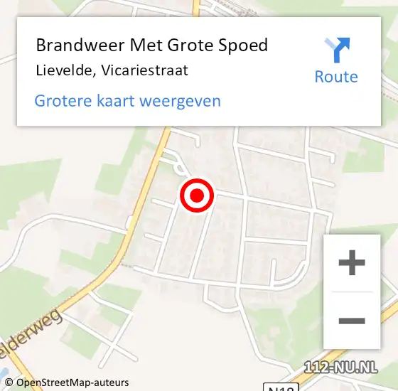 Locatie op kaart van de 112 melding: Brandweer Met Grote Spoed Naar Lievelde, Vicariestraat op 29 oktober 2014 16:14