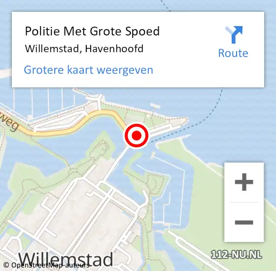 Locatie op kaart van de 112 melding: Politie Met Grote Spoed Naar Willemstad, Havenhoofd op 8 december 2024 01:31