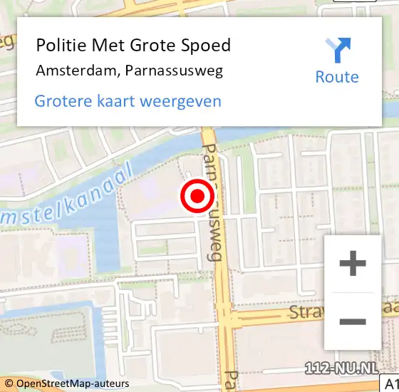 Locatie op kaart van de 112 melding: Politie Met Grote Spoed Naar Amsterdam, Parnassusweg op 8 december 2024 02:05