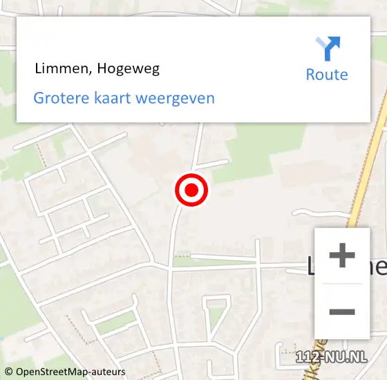 Locatie op kaart van de 112 melding:  Limmen, Hogeweg op 8 december 2024 02:21