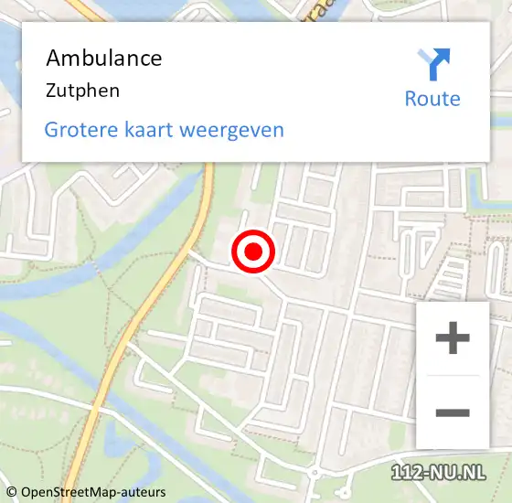 Locatie op kaart van de 112 melding: Ambulance Zutphen op 8 december 2024 02:27