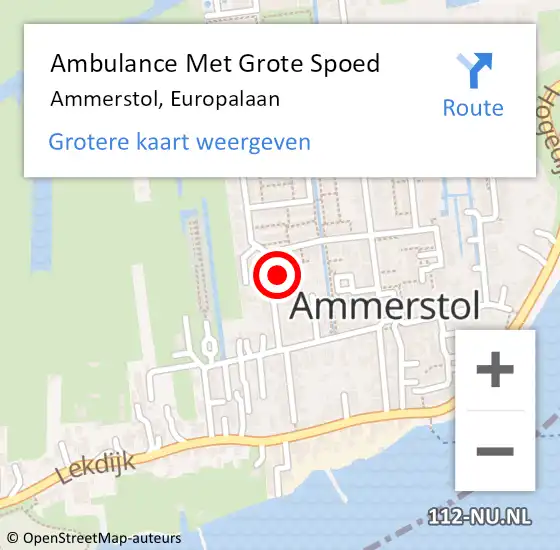 Locatie op kaart van de 112 melding: Ambulance Met Grote Spoed Naar Ammerstol, Europalaan op 8 december 2024 03:19