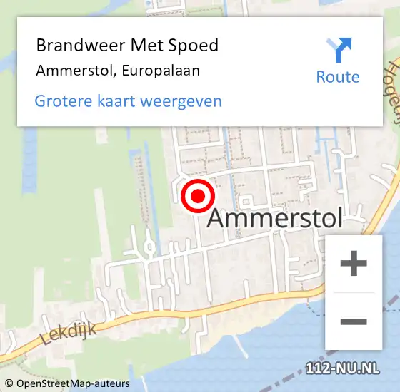 Locatie op kaart van de 112 melding: Brandweer Met Spoed Naar Ammerstol, Europalaan op 8 december 2024 03:48