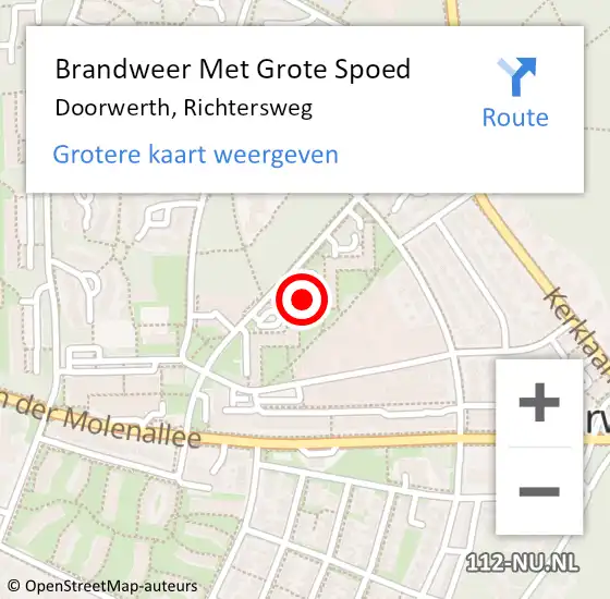 Locatie op kaart van de 112 melding: Brandweer Met Grote Spoed Naar Doorwerth, Richtersweg op 8 december 2024 04:09