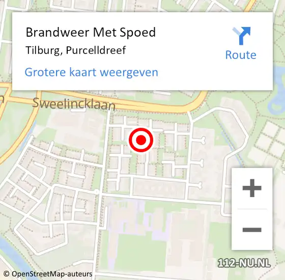 Locatie op kaart van de 112 melding: Brandweer Met Spoed Naar Tilburg, Purcelldreef op 8 december 2024 04:19